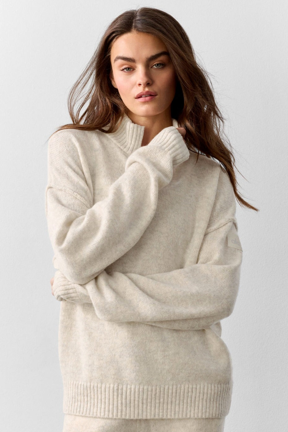 Alo Yoga Wool Cashmere New Class 1/4 Zip Pullover - Oatmeal Heather