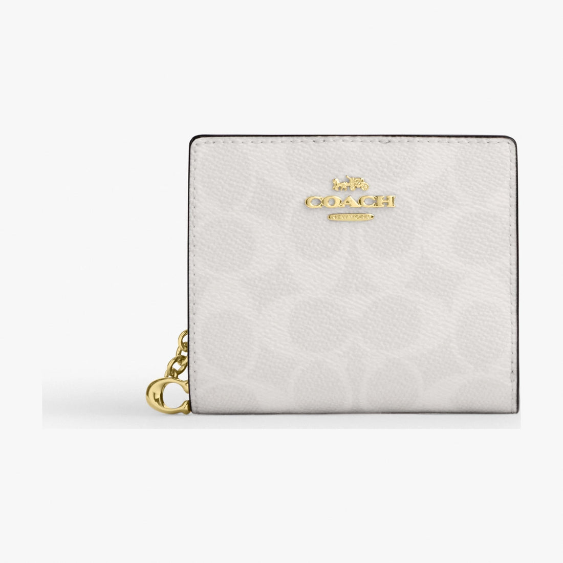 Coach Snap Wallet In Signature Canvas - Gold/White/Chalk
