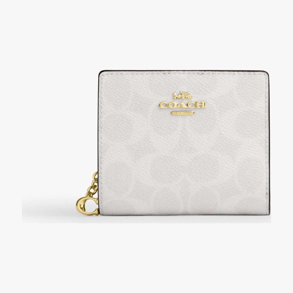 Coach Snap Wallet In Signature Canvas - Gold/White/Chalk