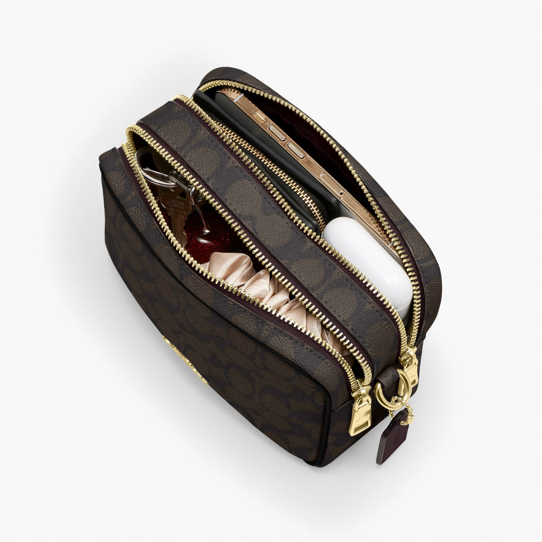 Coach Mini Carey Crossbody Bag In Signature Canvas - Gold/Walnut/Black