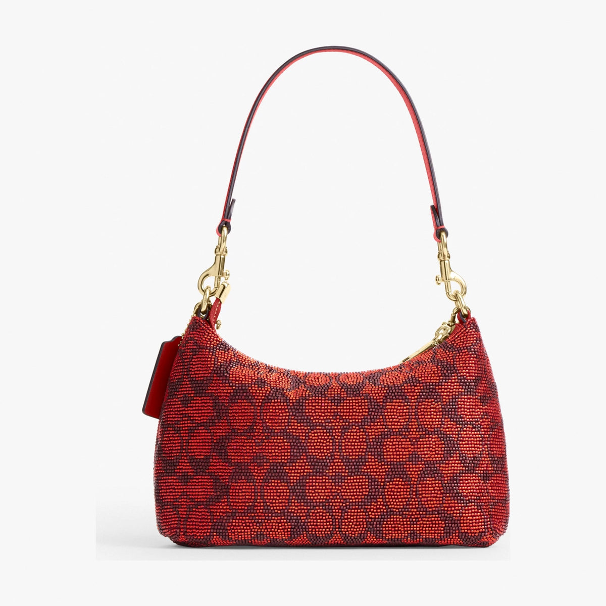 Coach Teri Shoulder Bag In Signature Beaded Satin - Gold/Crimson