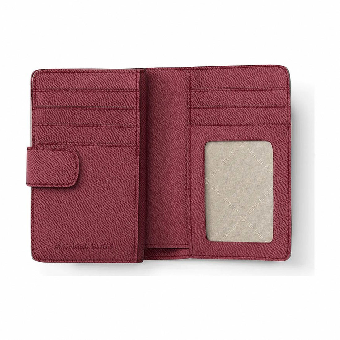 Michael Kors Medium Crossgrain Leather Wallet - CHERRY
