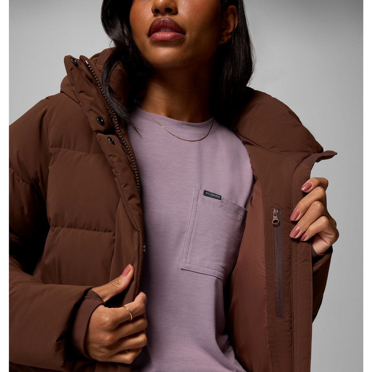 Columbia Women's Amaze Puff Hooded Jacket - Tobacco