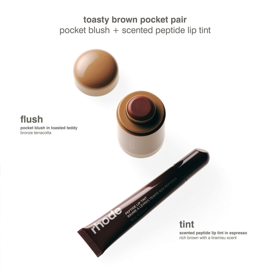rhode Pocket Pair Limited Edition Lip + Cheek Set - toasted teddy + espresso - a toasty brown pair