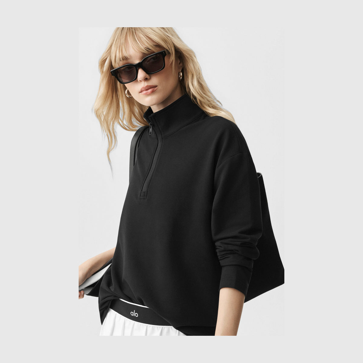 Alo Yoga Double Take Long Sleeve 1/4 Zip - Black