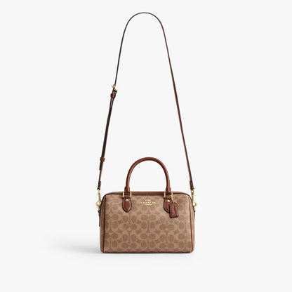 Coach Rowan Satchel Bag In Signature Canvas - Gold/Tan/Brown