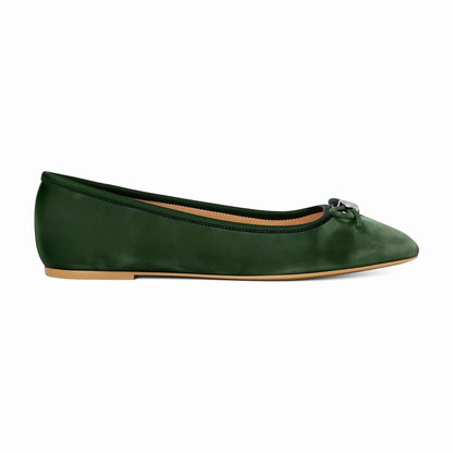 Michael Kors Savannah Logo Debossed Velvet Ballet Flat - AMAZON GREEN