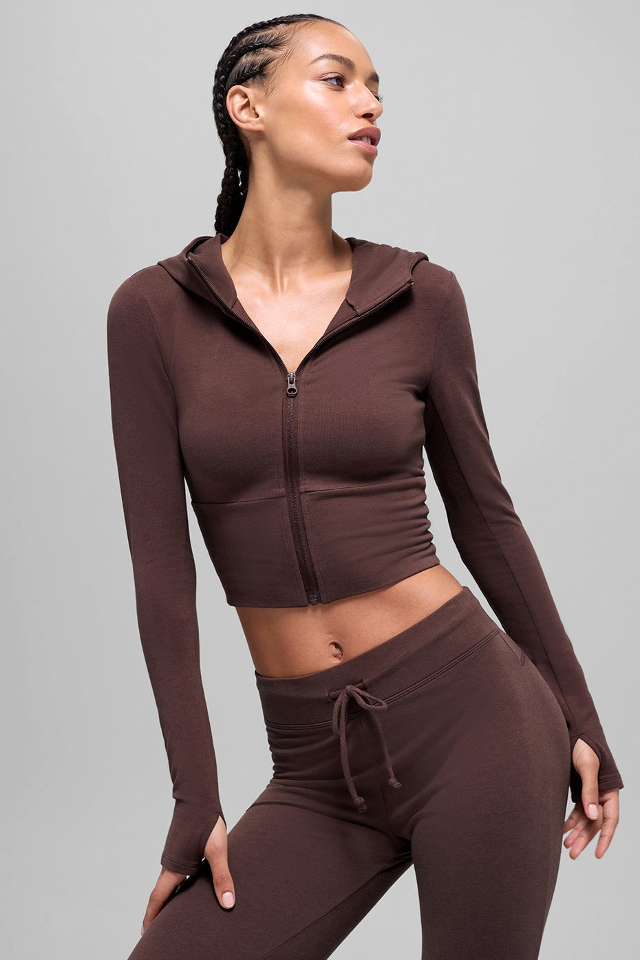 Alo Yoga Sway Full Zip Hoodie - Brownstone