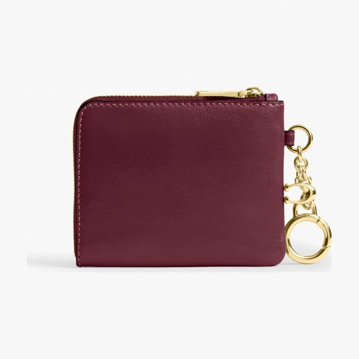 Coach Small Corner Zip Wallet - Gold/Dark Cherry