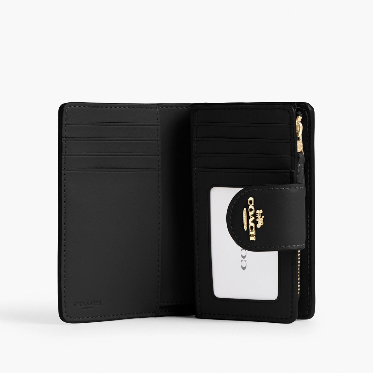 Coach Medium Corner Zip Wallet In Signature Canvas - Gold/Tan/Black