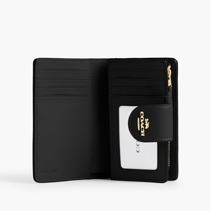 Coach Medium Corner Zip Wallet In Signature Canvas - Gold/Tan/Black