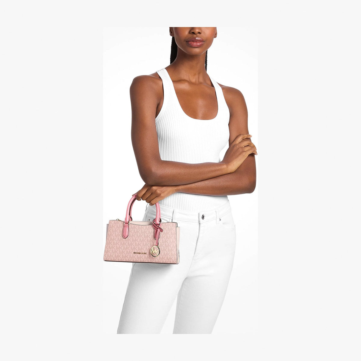 Michael Kors Arden Small Color-Block Signature Logo Messenger Bag - PWD BLSH MLT