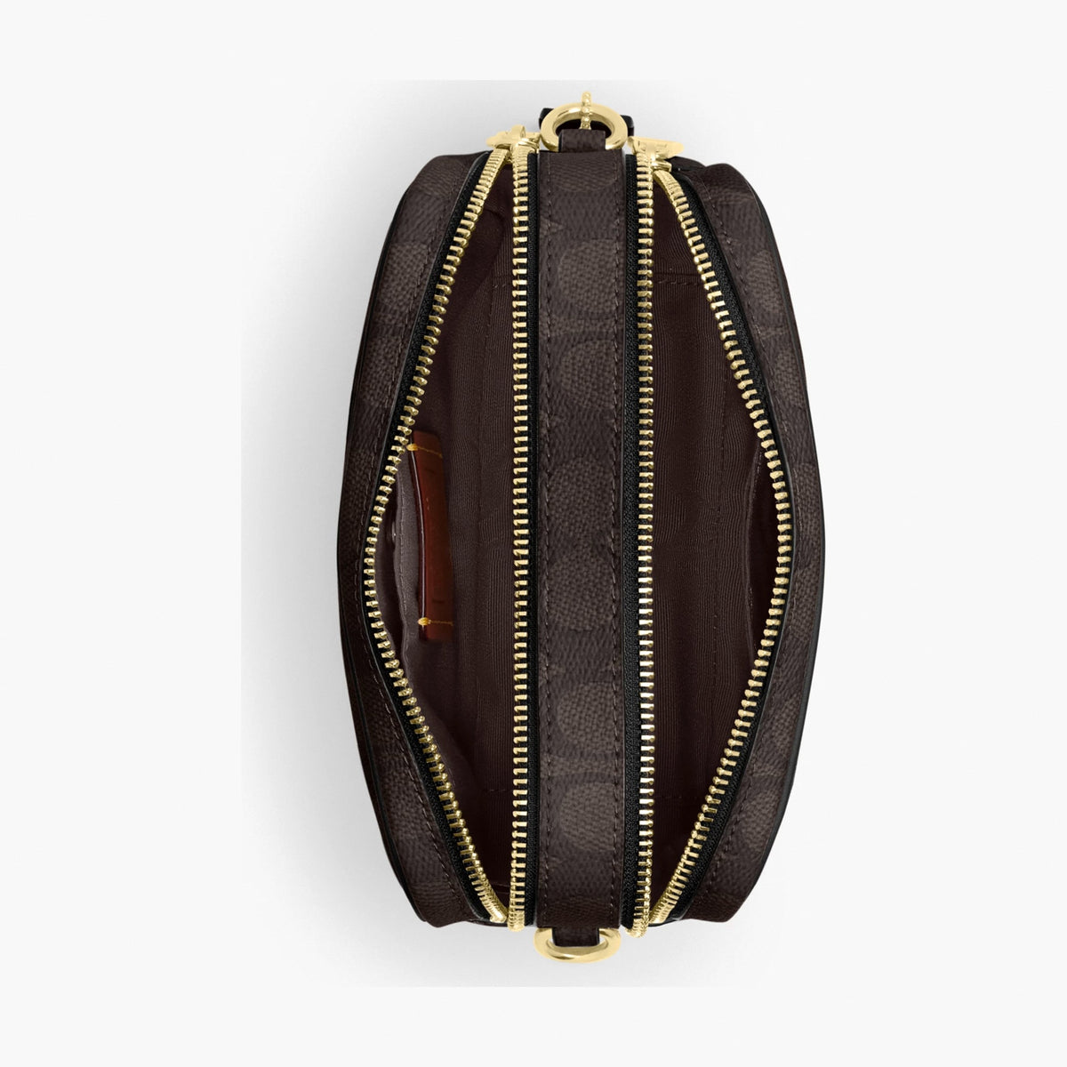 Coach Mini Carey Crossbody Bag In Signature Canvas - Gold/Walnut/Black