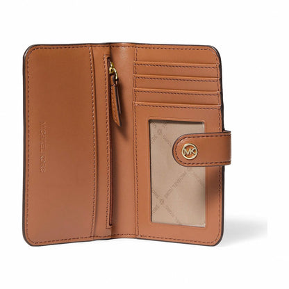 Michael Kors Jet Set Travel Medium Pebbled Leather Billfold Wallet - LUGGAGE