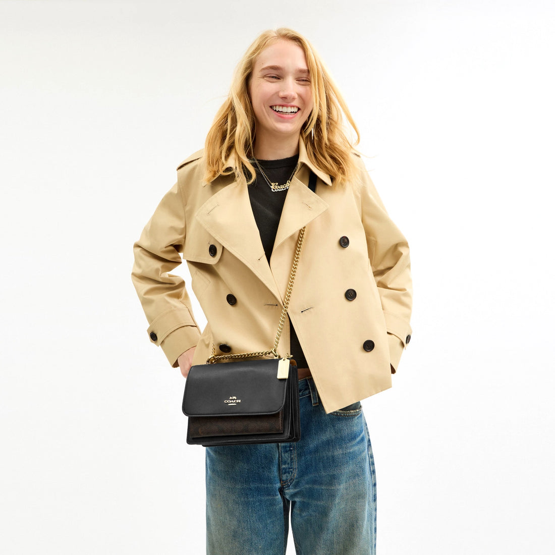 Coach Klare Crossbody Bag In Signature Canvas - Gold/Walnut/Black
