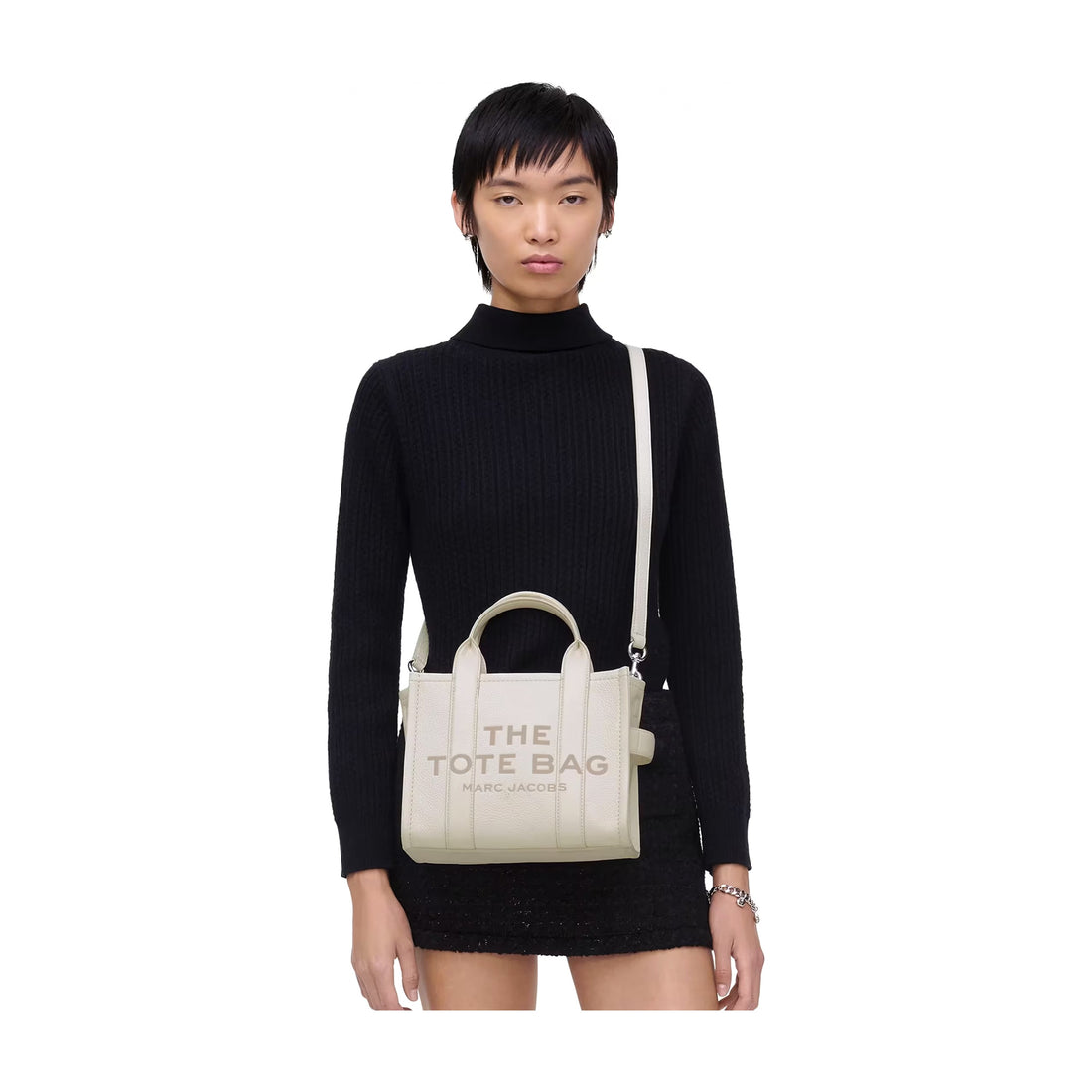 Marc Jacobs The Leather Small Tote Bag - COTTON/SILVER