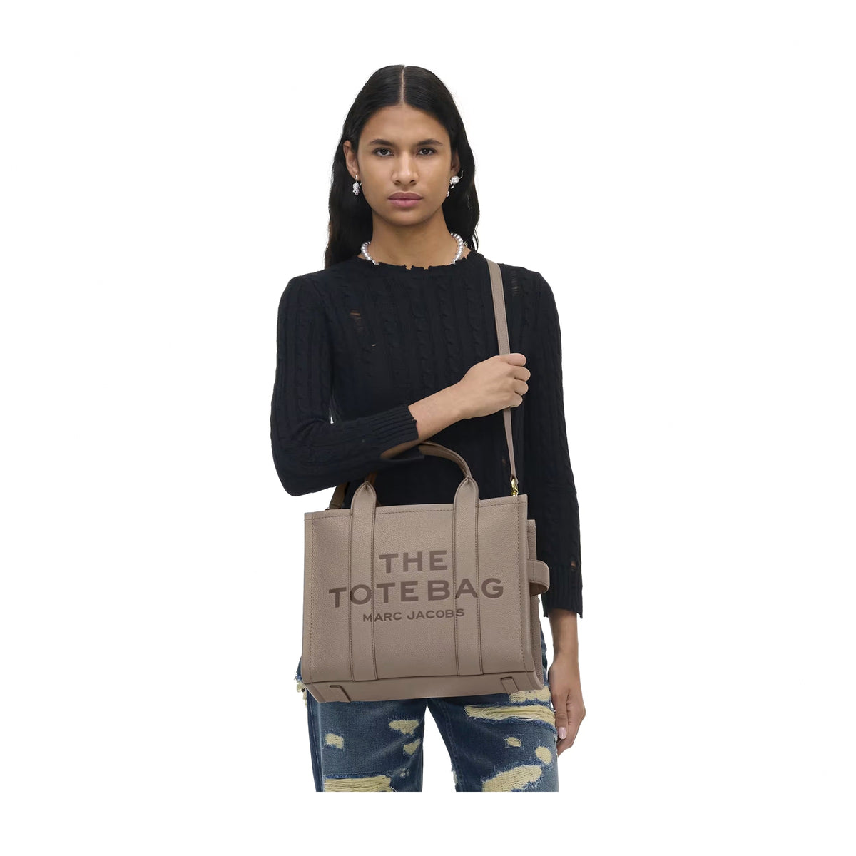 Marc Jacobs The Leather Medium Tote Bag - CEMENT