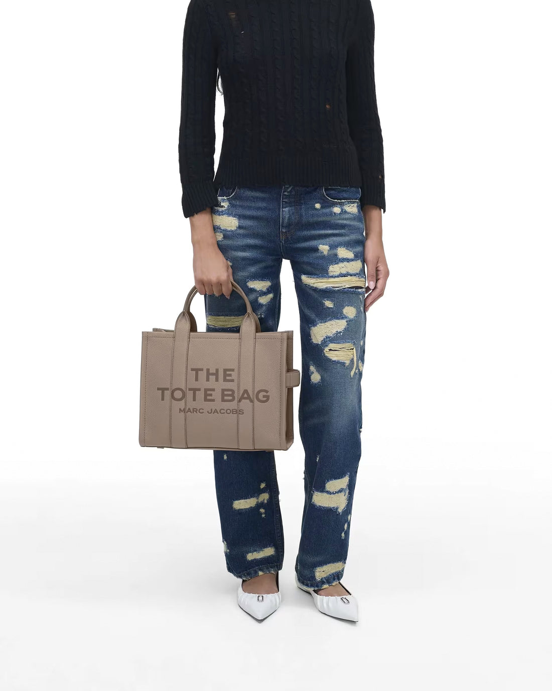Marc Jacobs The Leather Medium Tote Bag - CEMENT