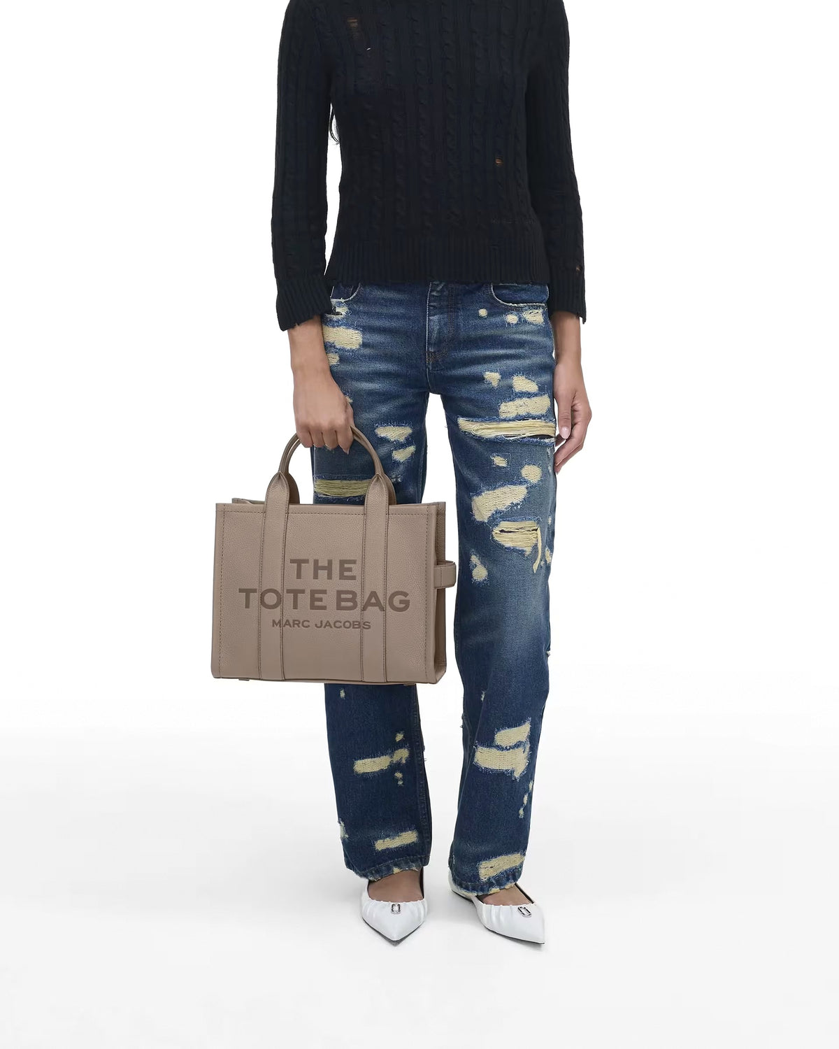 Marc Jacobs The Leather Medium Tote Bag - CEMENT