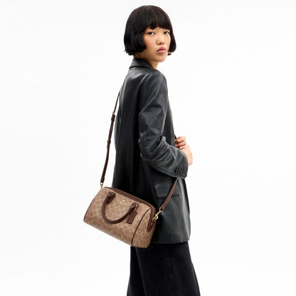 Coach Rowan Satchel Bag In Signature Canvas - Gold/Tan/Brown