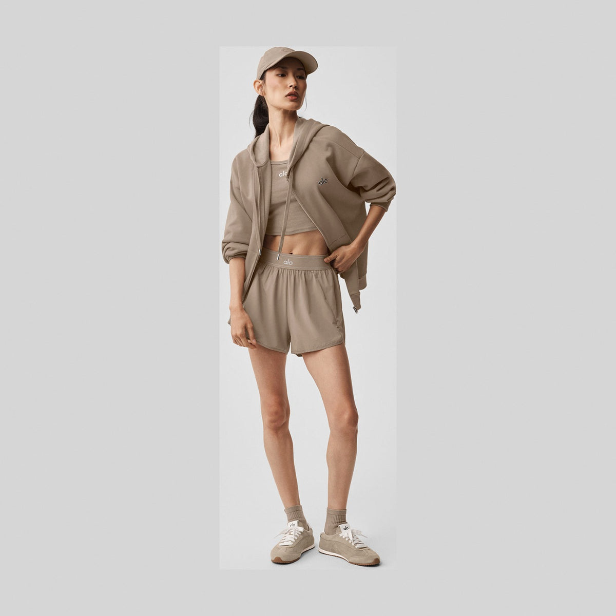 Alo Yoga Accolade Full Zip Hoodie - Gravel