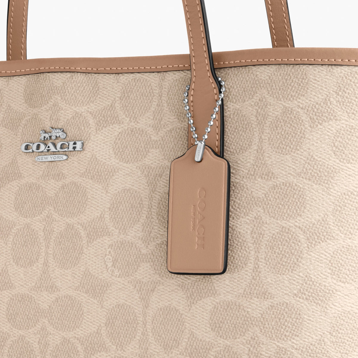 Coach Medium City Tote Bag In Signature Canvas - Silver/Sand/Taupe