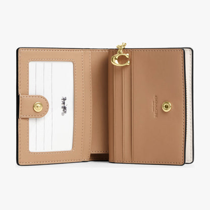 Coach Snap Wallet In Signature Canvas - Gold/White/Chalk