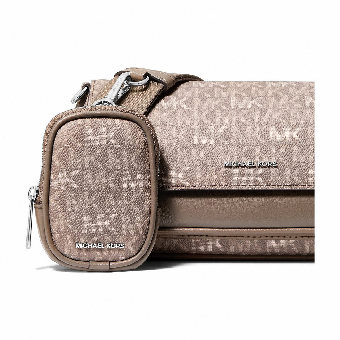 Michael Kors Jet Set Travel Small Signature Logo Crossbody Bag With Pouch - MUSHROOM