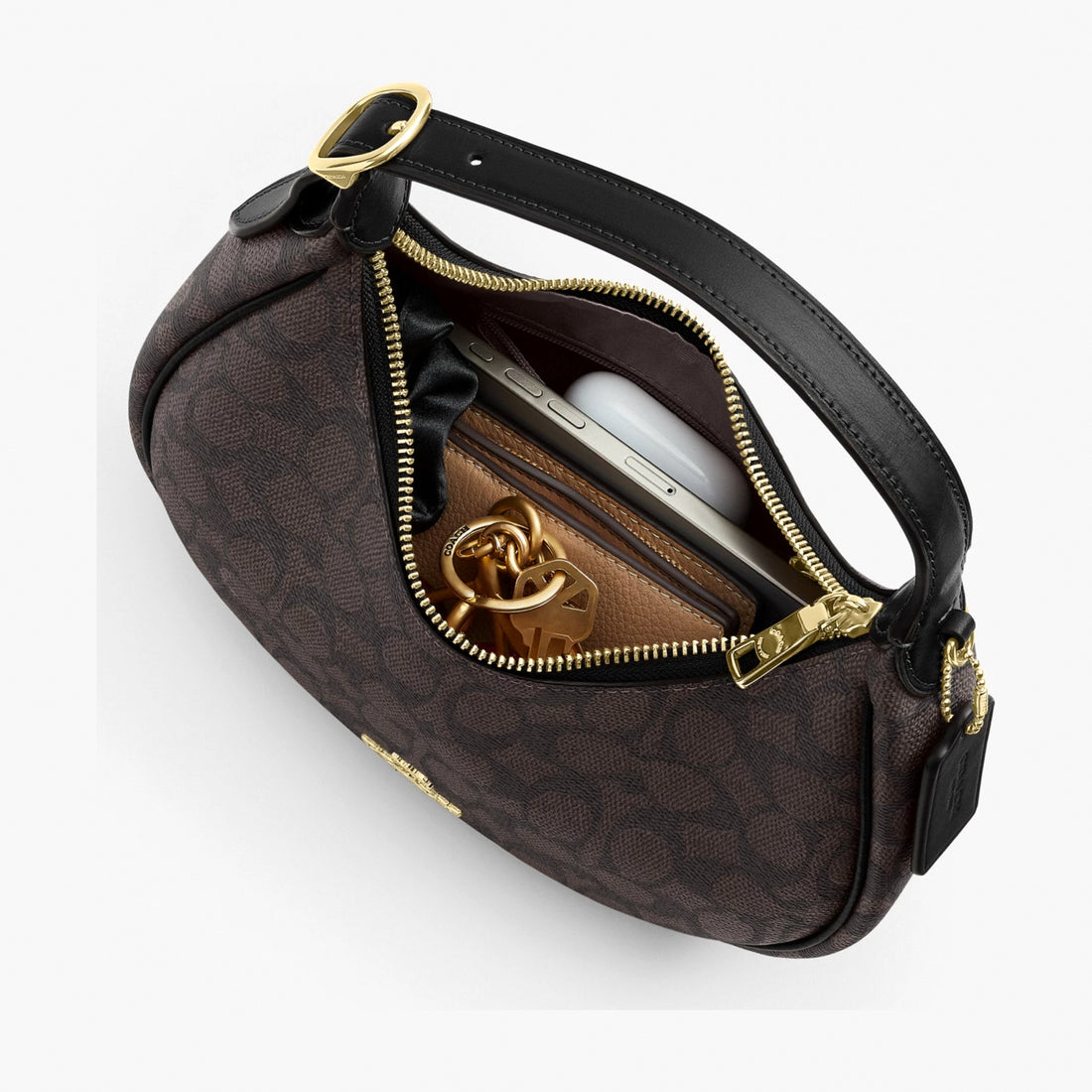 Coach Emily Shoulder Bag In Signature Canvas - Gold/Walnut/Black