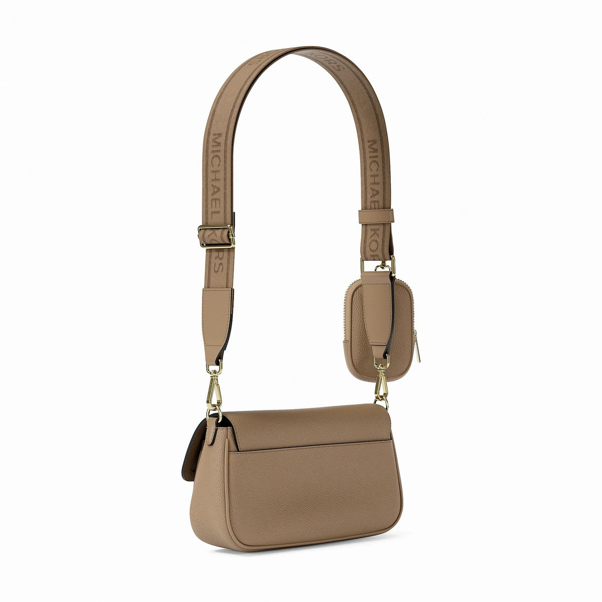 Michael Kors Jet Set Travel Small Pebbled Leather Crossbody Bag With Pouch - CAMEL