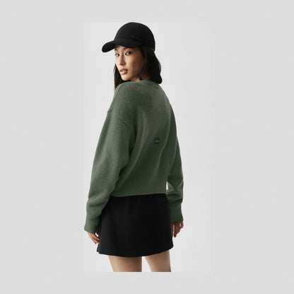 Alo Yoga Wool Cashmere Cropped New Class Crewneck Sweater - Bamboo Green