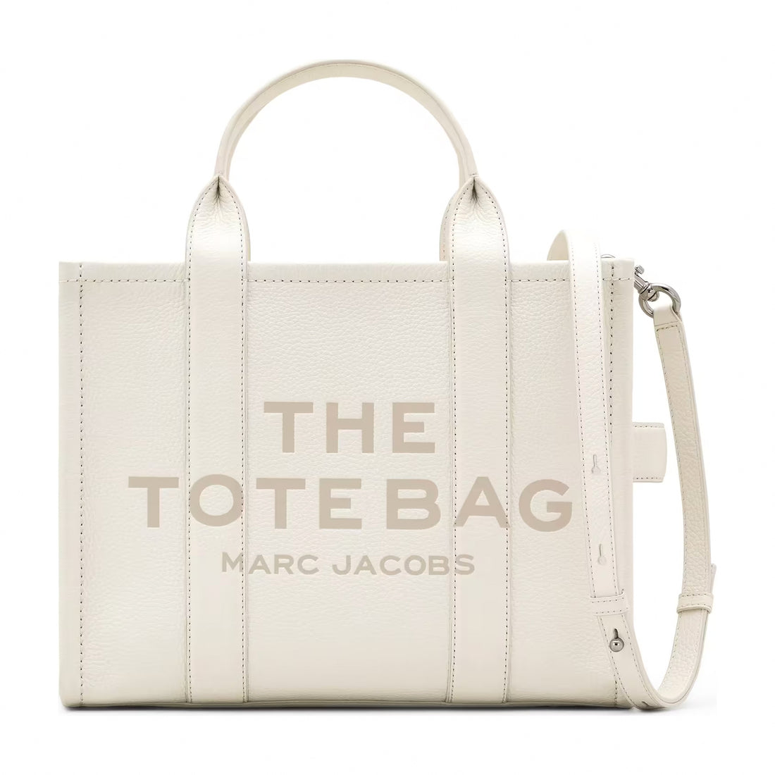 Marc Jacobs The Leather Medium Tote Bag - COTTON/SILVER