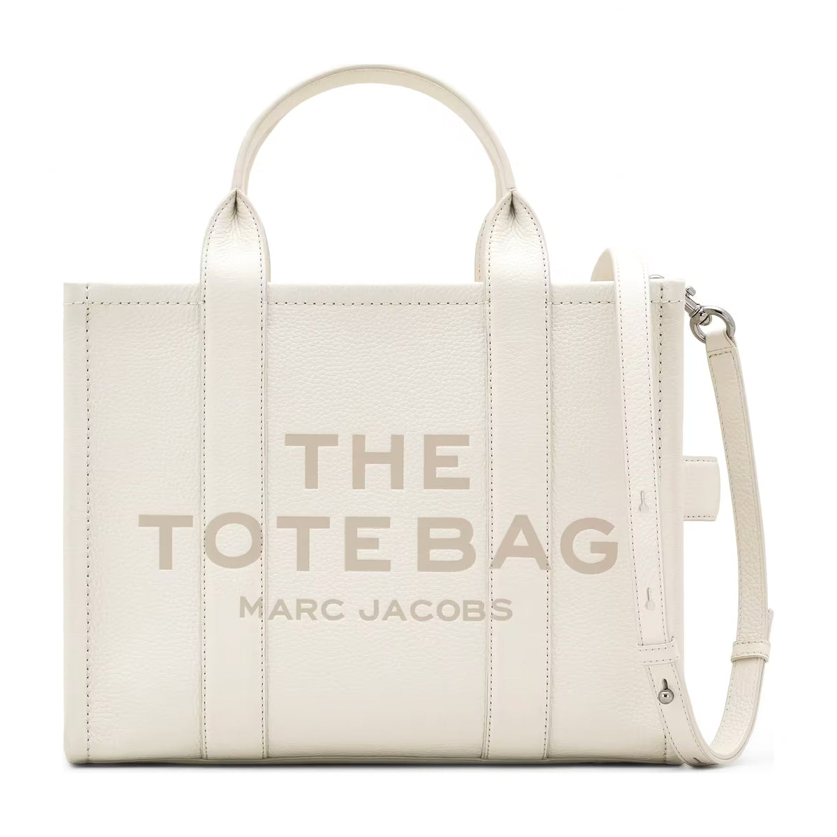 Marc Jacobs The Leather Medium Tote Bag - COTTON/SILVER