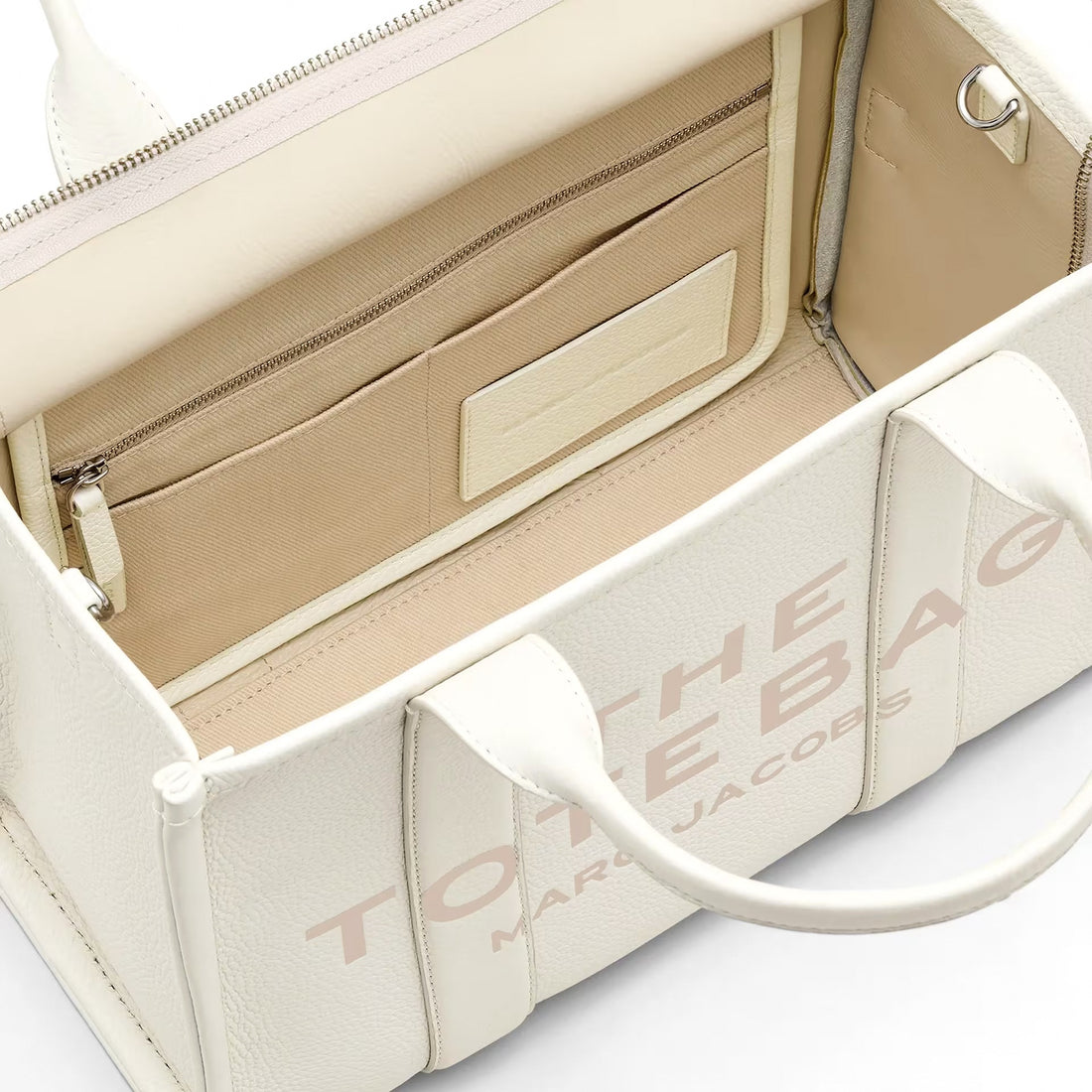 Marc Jacobs The Leather Medium Tote Bag - COTTON/SILVER