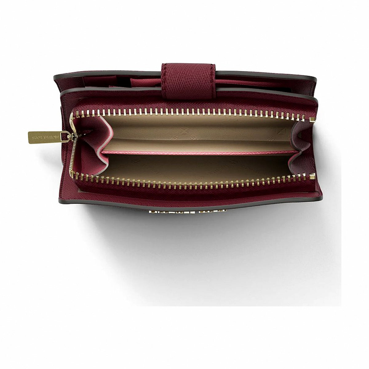 Michael Kors Medium Crossgrain Leather Wallet - CHERRY