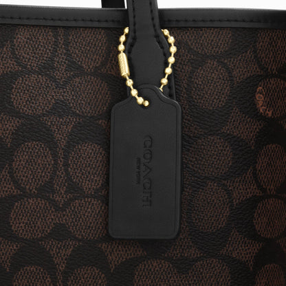 Coach City Tote Bag In Signature Canvas - Gold/Walnut/Black