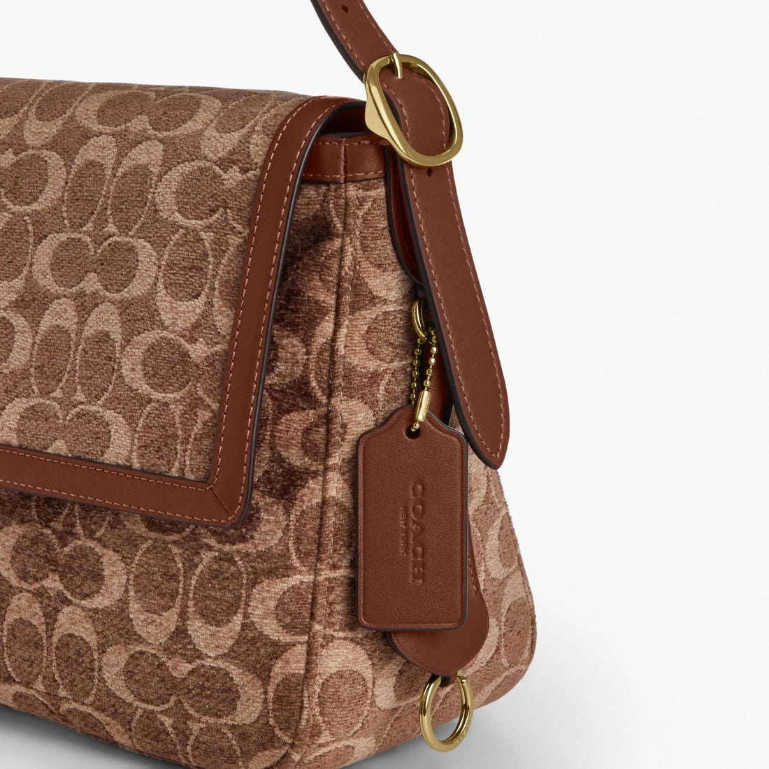 Coach Etta Flap Bag In Signature Chenille - Gold/Light Khaki/Vintage Brown