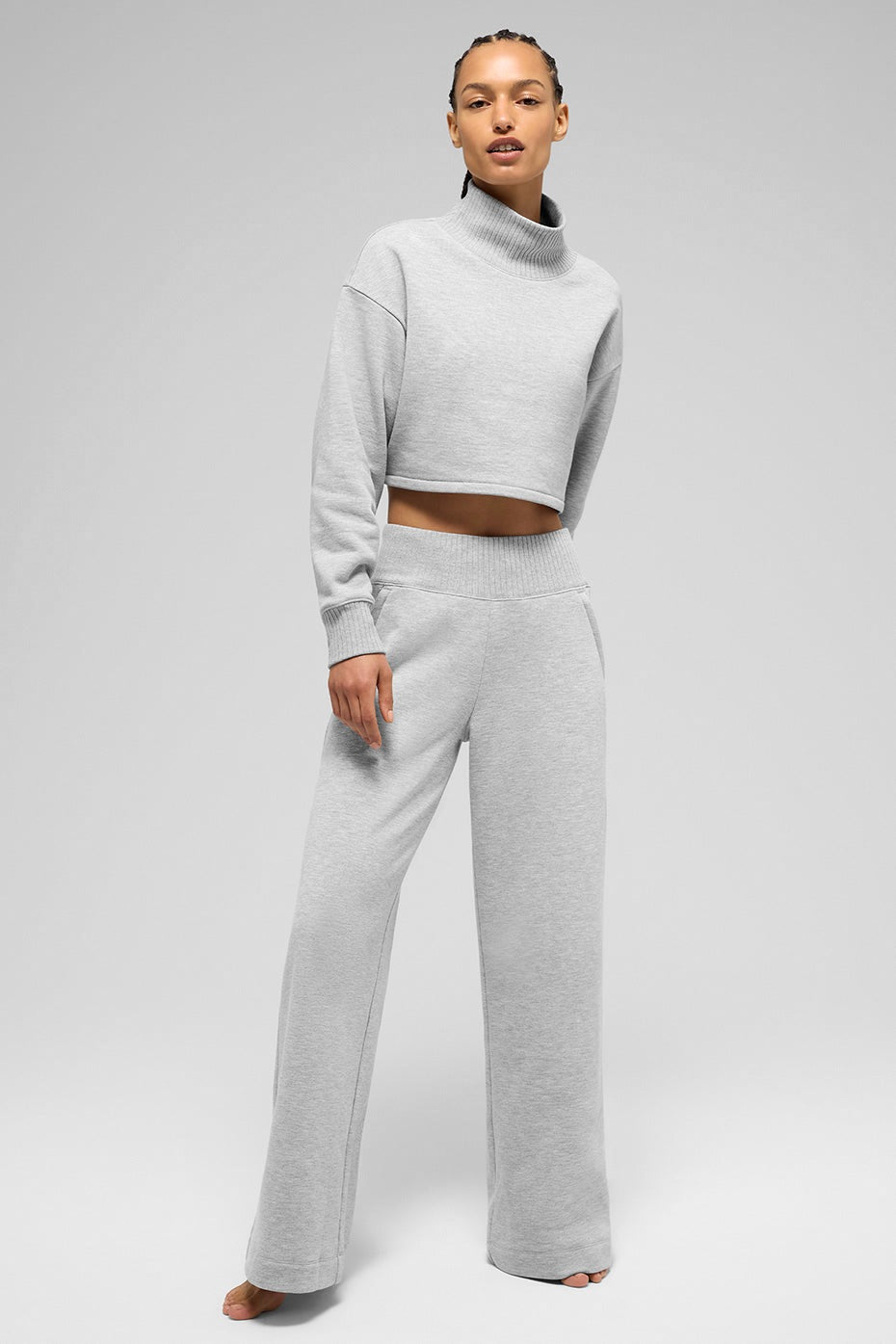 Alo Yoga Cropped Serenity Coverup - Athletic Heather Grey