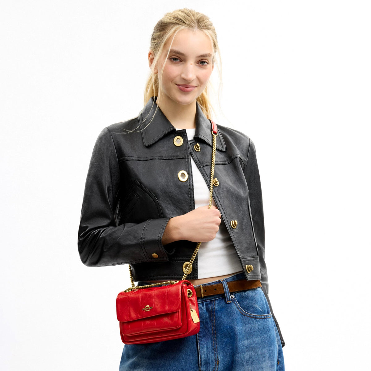 Coach Elodie Crossbody Bag 18 With Quilting - Im/Candy Apple