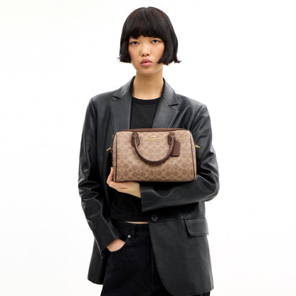 Coach Rowan Satchel Bag In Signature Canvas - Gold/Tan/Brown