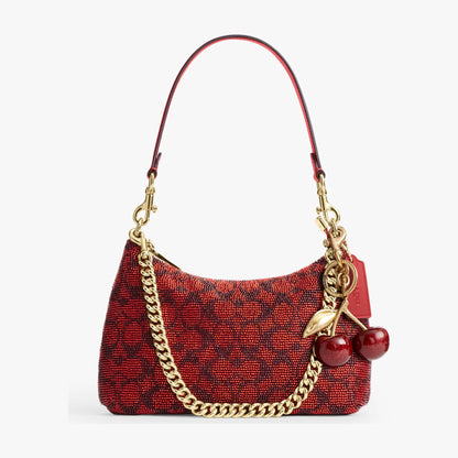 Coach Teri Shoulder Bag In Signature Beaded Satin - Gold/Crimson