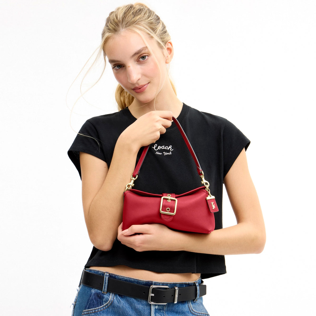 Coach Abbie Shoulder Bag - Gold/Poppy