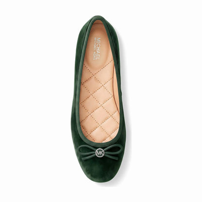 Michael Kors Savannah Logo Debossed Velvet Ballet Flat - AMAZON GREEN