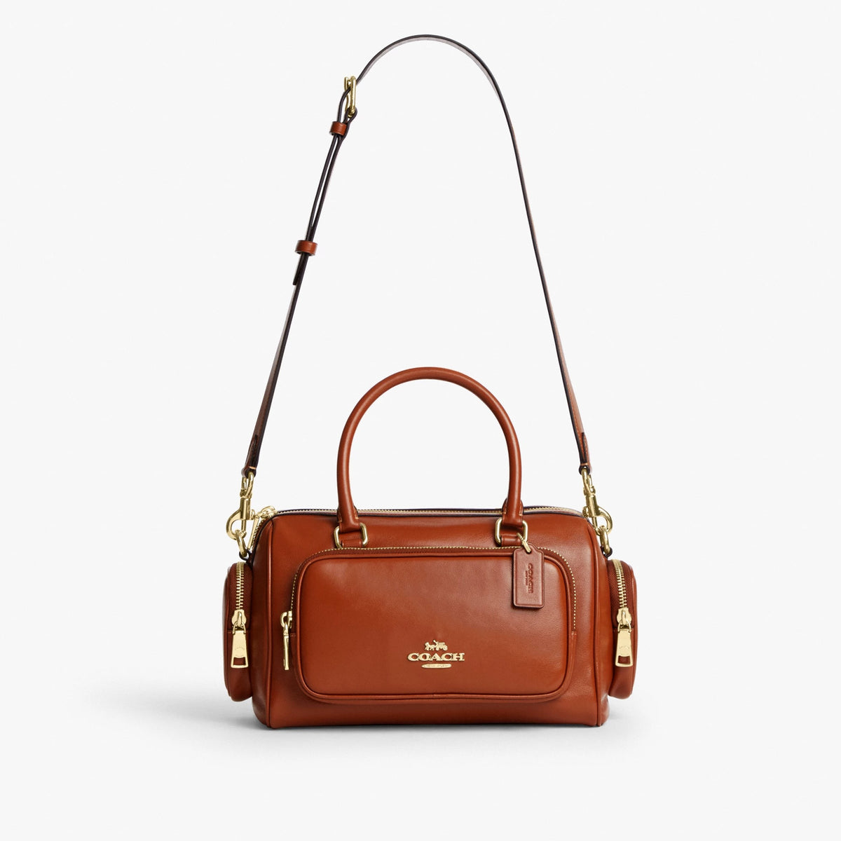 Coach Rowan Satchel Bag With Pockets - Gold/Cinnamon