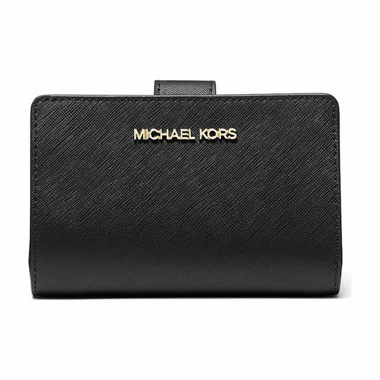 Michael Kors Medium Crossgrain Leather Wallet - BLACK