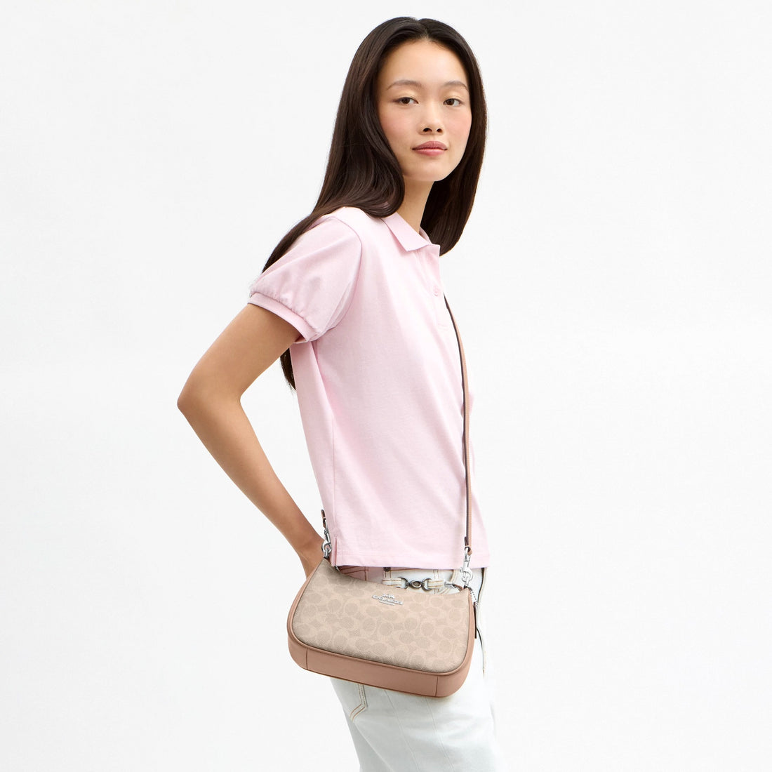 Coach Teri Shoulder Bag In Signature Canvas - Silver/Sand/Taupe