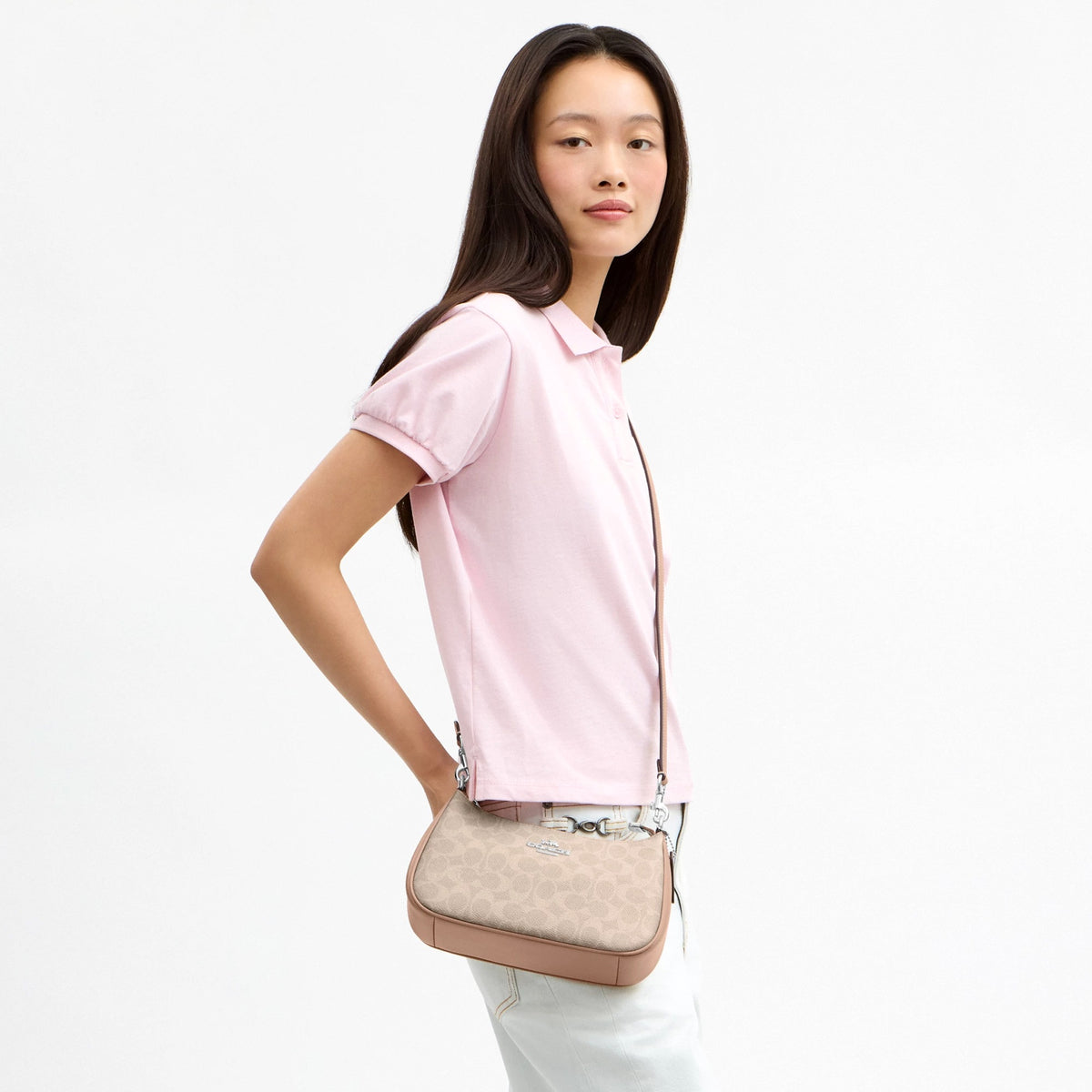 Coach Teri Shoulder Bag In Signature Canvas - Silver/Sand/Taupe