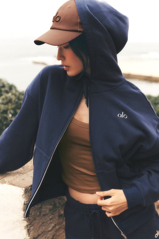 Alo Yoga Accolade Full Zip Hoodie - Navy