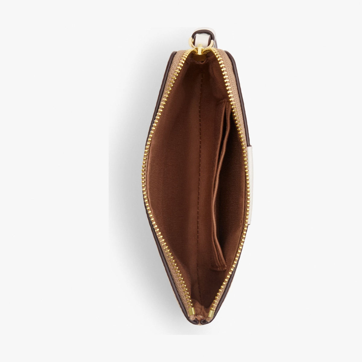 Coach Corner Zip Wristlet In Signature Canvas With Stripe - Gold/Sand/Chalk