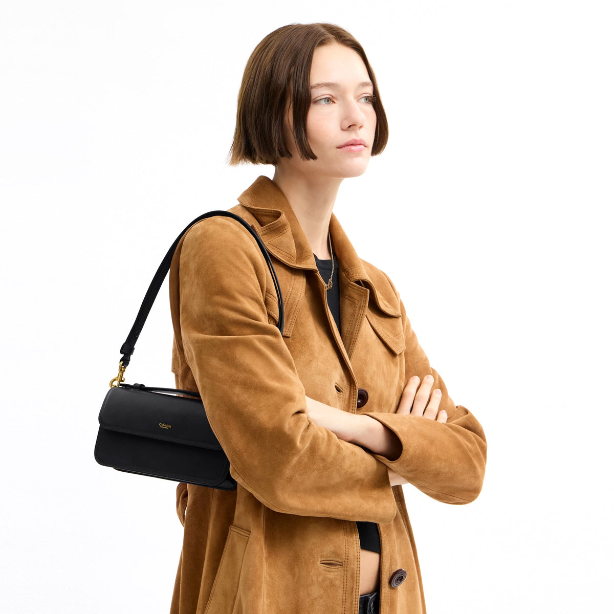 Coach New York Elora Top Handle Crossbody Bag - Brass/Black